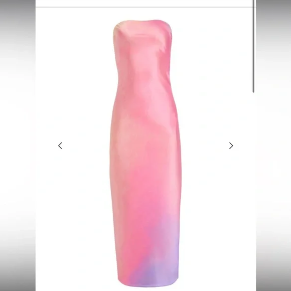 NWOT SER.O.YA CERITH SILK STRAPLESS MIDI DRESS SUNSET TIE DYE - Picture 3 of 10